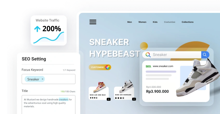 Introducing SEO features that can optimize each section of web pages, helping websites achieve top rankings quickly in search results, is crucial for creating websites using the website builder MakeWebEasy.